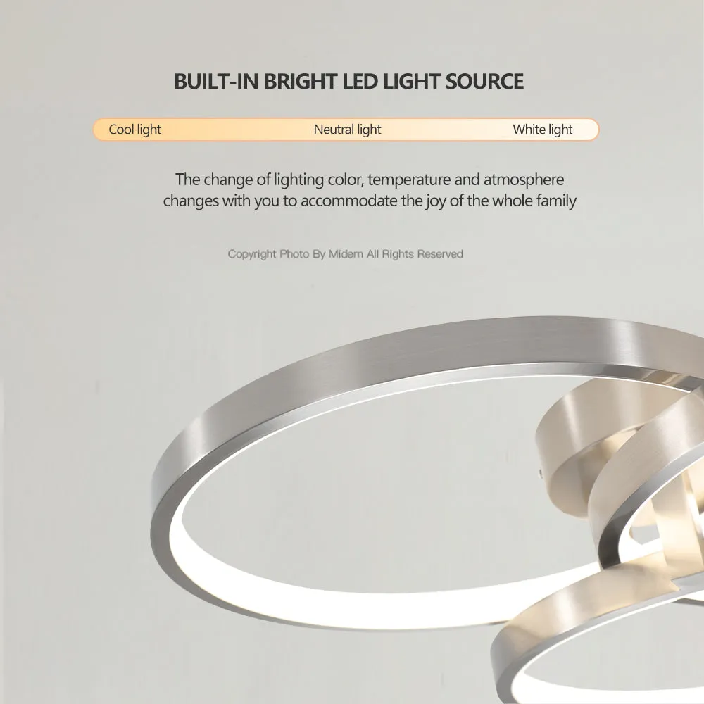 19.69" Modern Three-Ring Ceiling Light Ring Chandelier