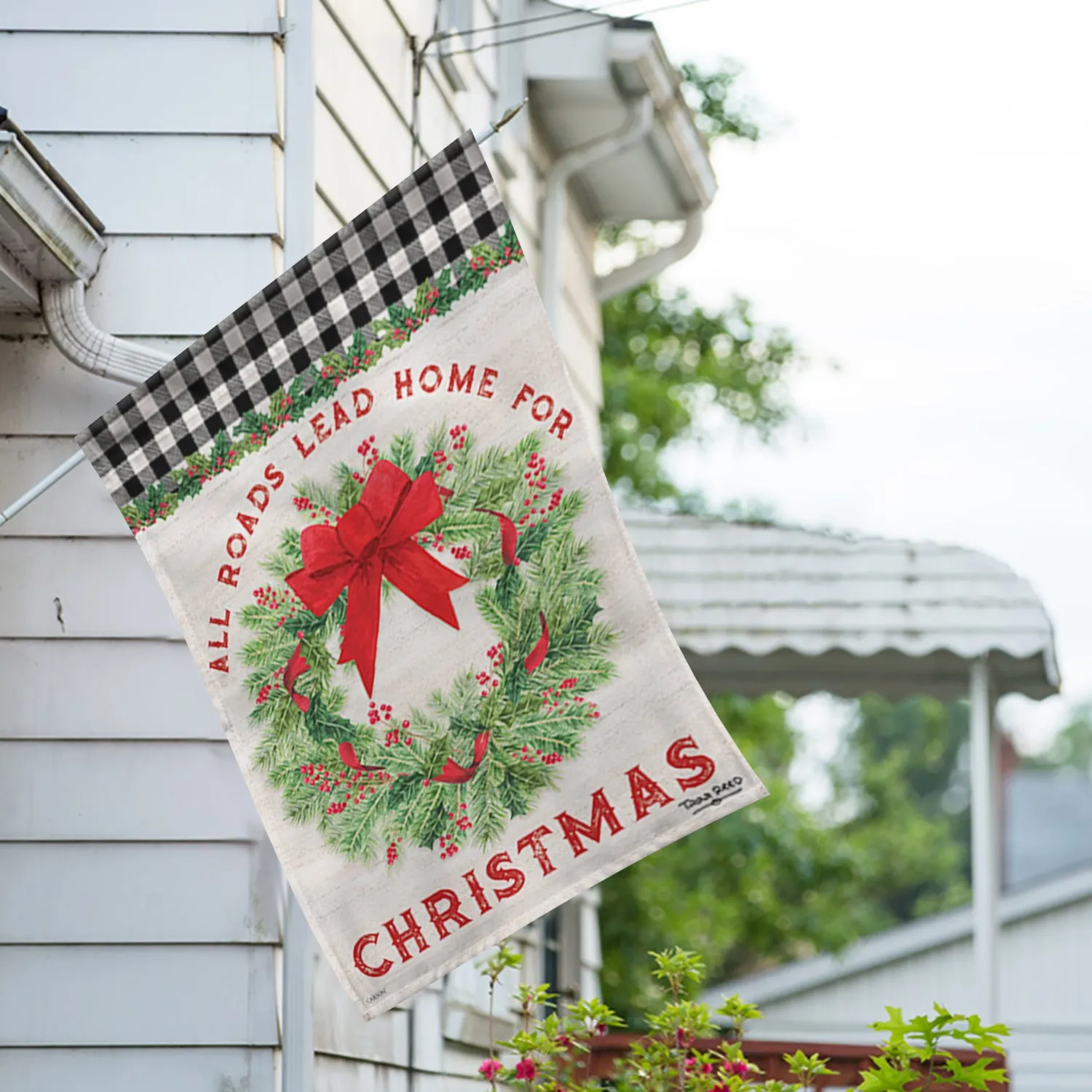 All Roads Lead Home For Christmas House Flag