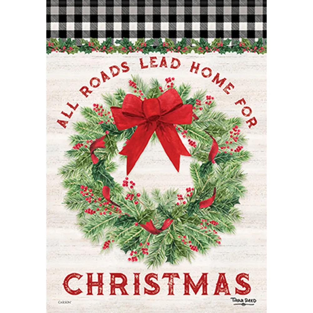 All Roads Lead Home For Christmas House Flag