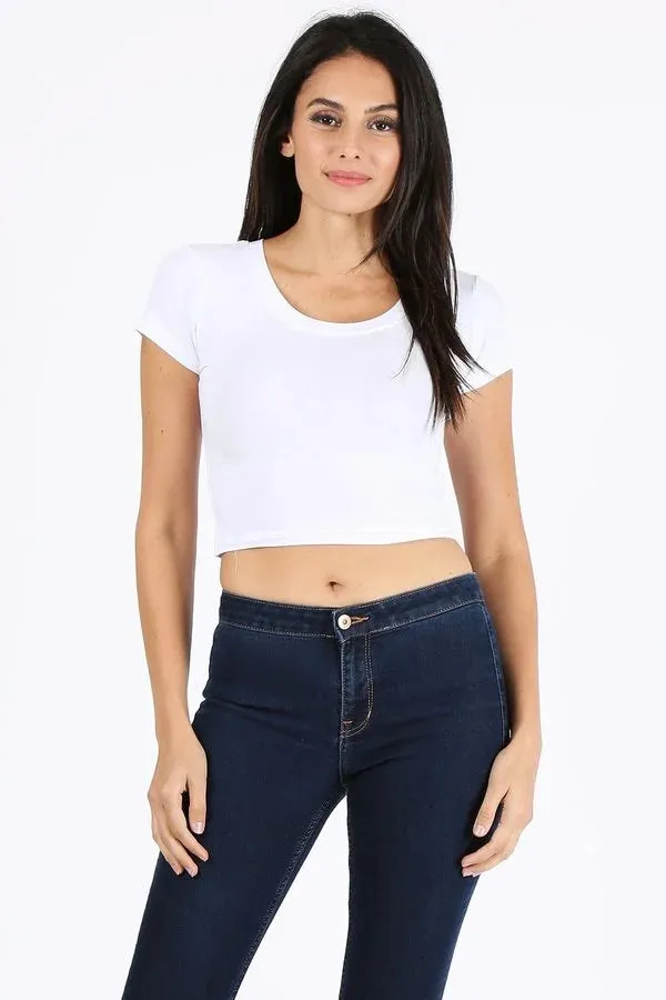 Basic Solid Short Sleeve Stretch Crop Top Custom Crop Top, Personalized Crop Top, Custom Crop Top, Custom Shirt Printing