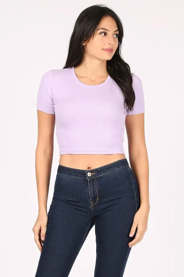 Basic Solid Short Sleeve Stretch Crop Top Custom Crop Top, Personalized Crop Top, Custom Crop Top, Custom Shirt Printing