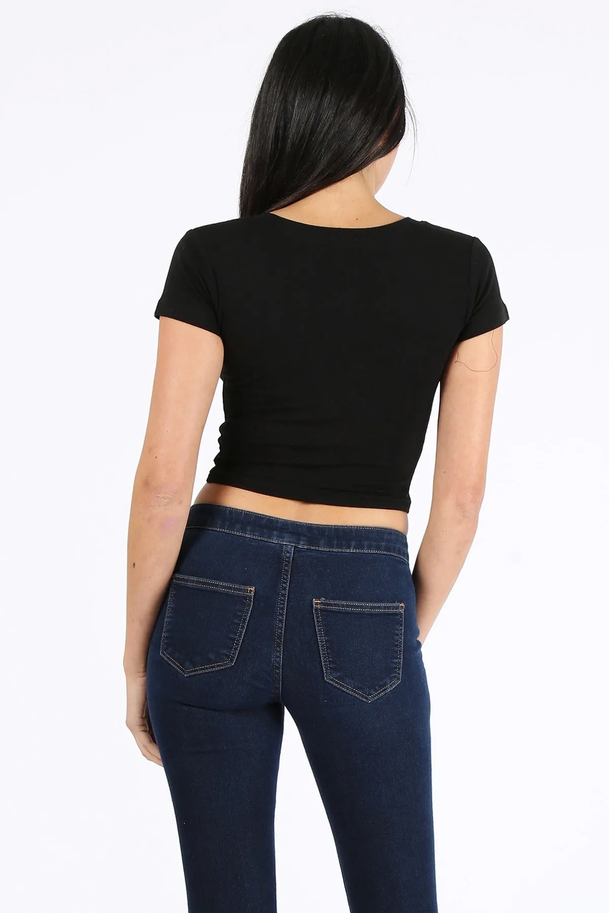 Basic Solid Short Sleeve Stretch Crop Top Custom Crop Top, Personalized Crop Top, Custom Crop Top, Custom Shirt Printing
