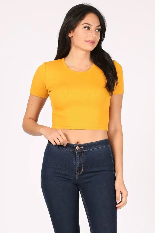 Basic Solid Short Sleeve Stretch Crop Top Custom Crop Top, Personalized Crop Top, Custom Crop Top, Custom Shirt Printing