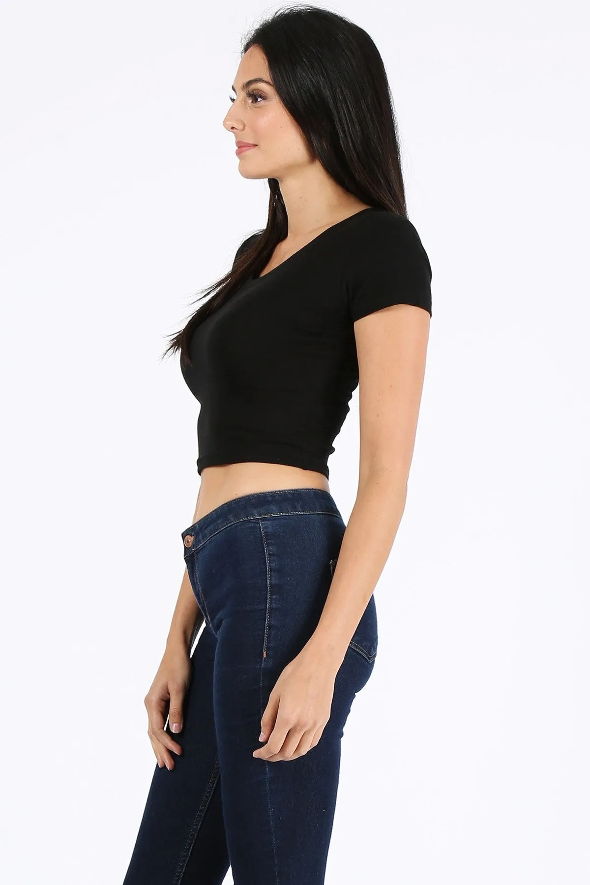 Basic Solid Short Sleeve Stretch Crop Top Custom Crop Top, Personalized Crop Top, Custom Crop Top, Custom Shirt Printing