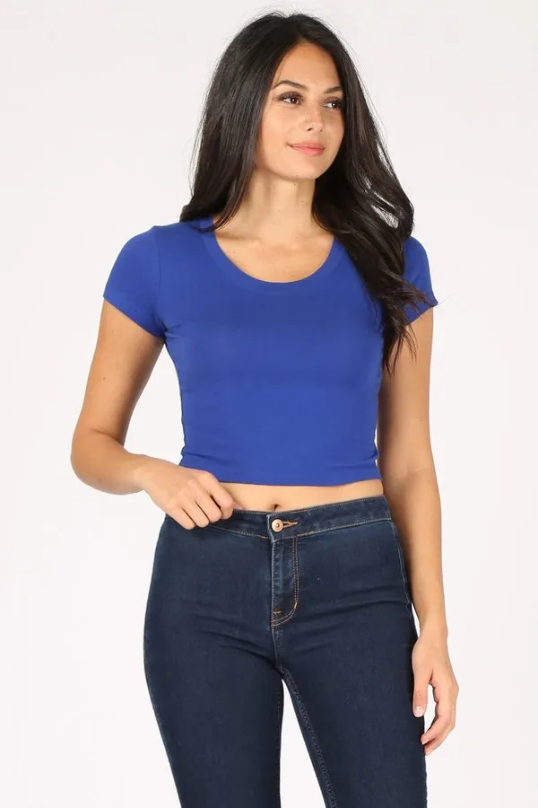 Basic Solid Short Sleeve Stretch Crop Top Custom Crop Top, Personalized Crop Top, Custom Crop Top, Custom Shirt Printing