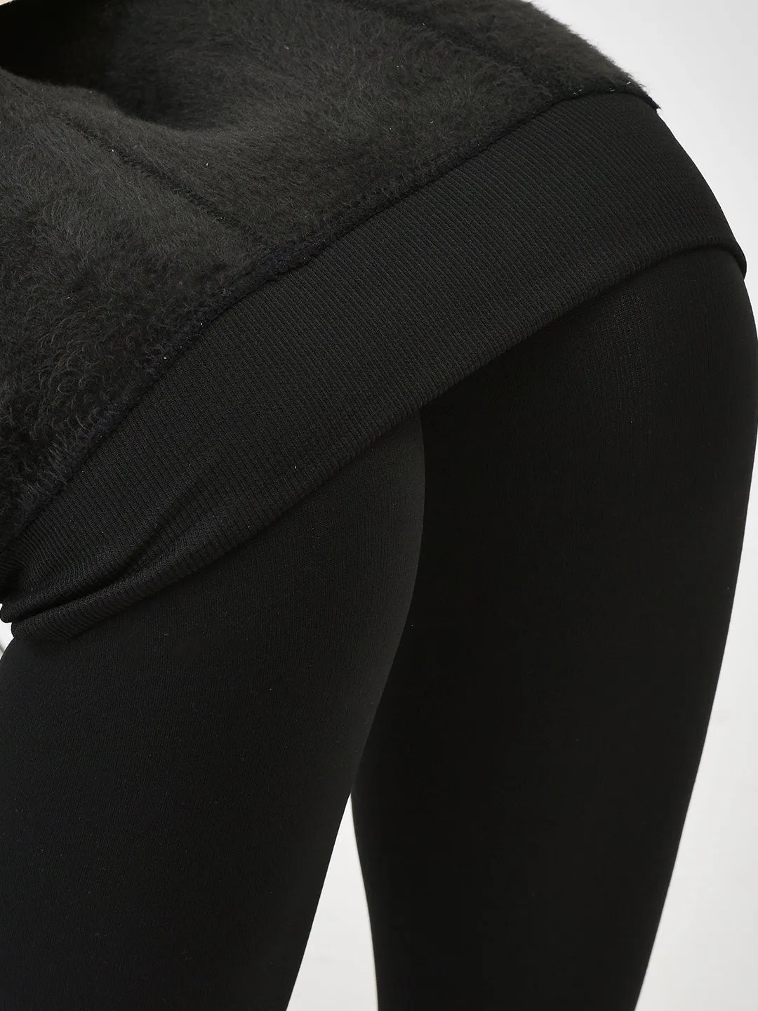 Brauch Women Black Fleece Stretchable Winter Stockings