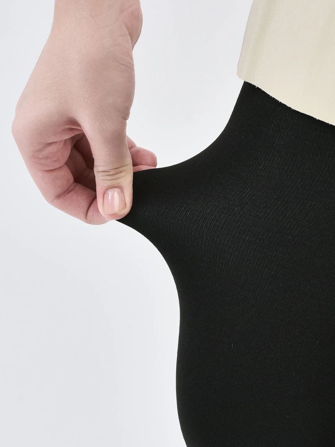 Brauch Women Black Fleece Stretchable Winter Stockings