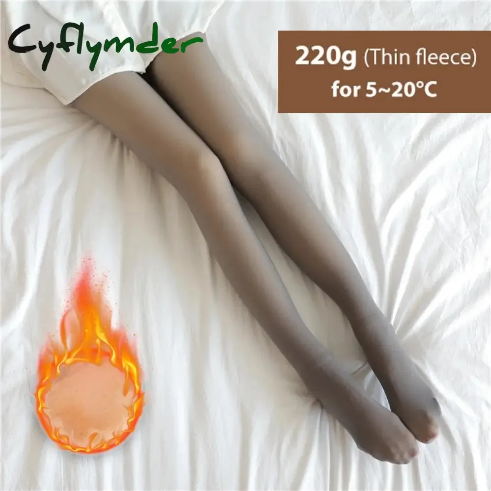 Cyflymder Winter Warm Tights Pantyhose Women Fleece Socks High Waist Thermal Stocking Insulated Pants Fake Translucent Leggings Tights