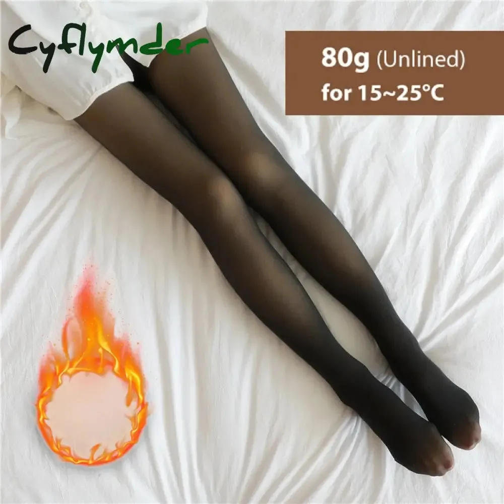 Cyflymder Winter Warm Tights Pantyhose Women Fleece Socks High Waist Thermal Stocking Insulated Pants Fake Translucent Leggings Tights