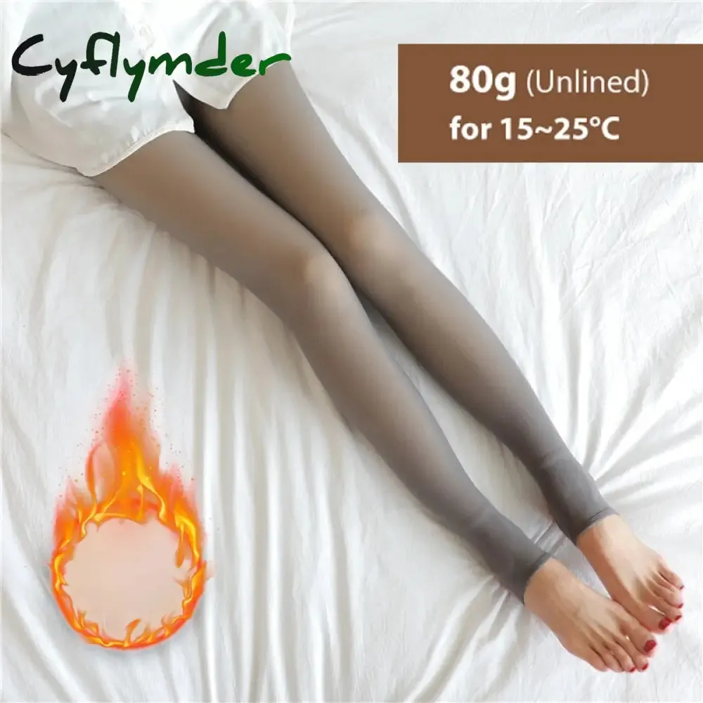 Cyflymder Winter Warm Tights Pantyhose Women Fleece Socks High Waist Thermal Stocking Insulated Pants Fake Translucent Leggings Tights
