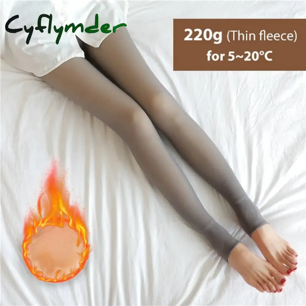 Cyflymder Winter Warm Tights Pantyhose Women Fleece Socks High Waist Thermal Stocking Insulated Pants Fake Translucent Leggings Tights