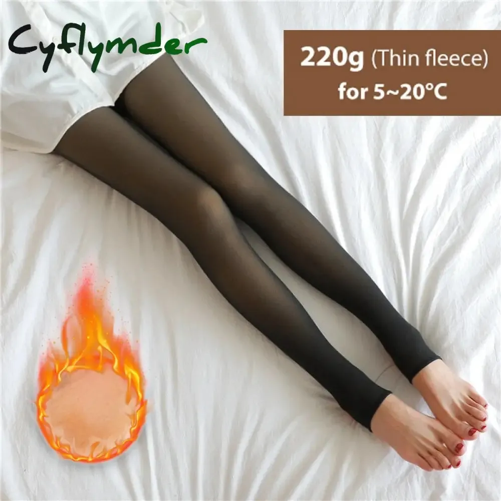 Cyflymder Winter Warm Tights Pantyhose Women Fleece Socks High Waist Thermal Stocking Insulated Pants Fake Translucent Leggings Tights