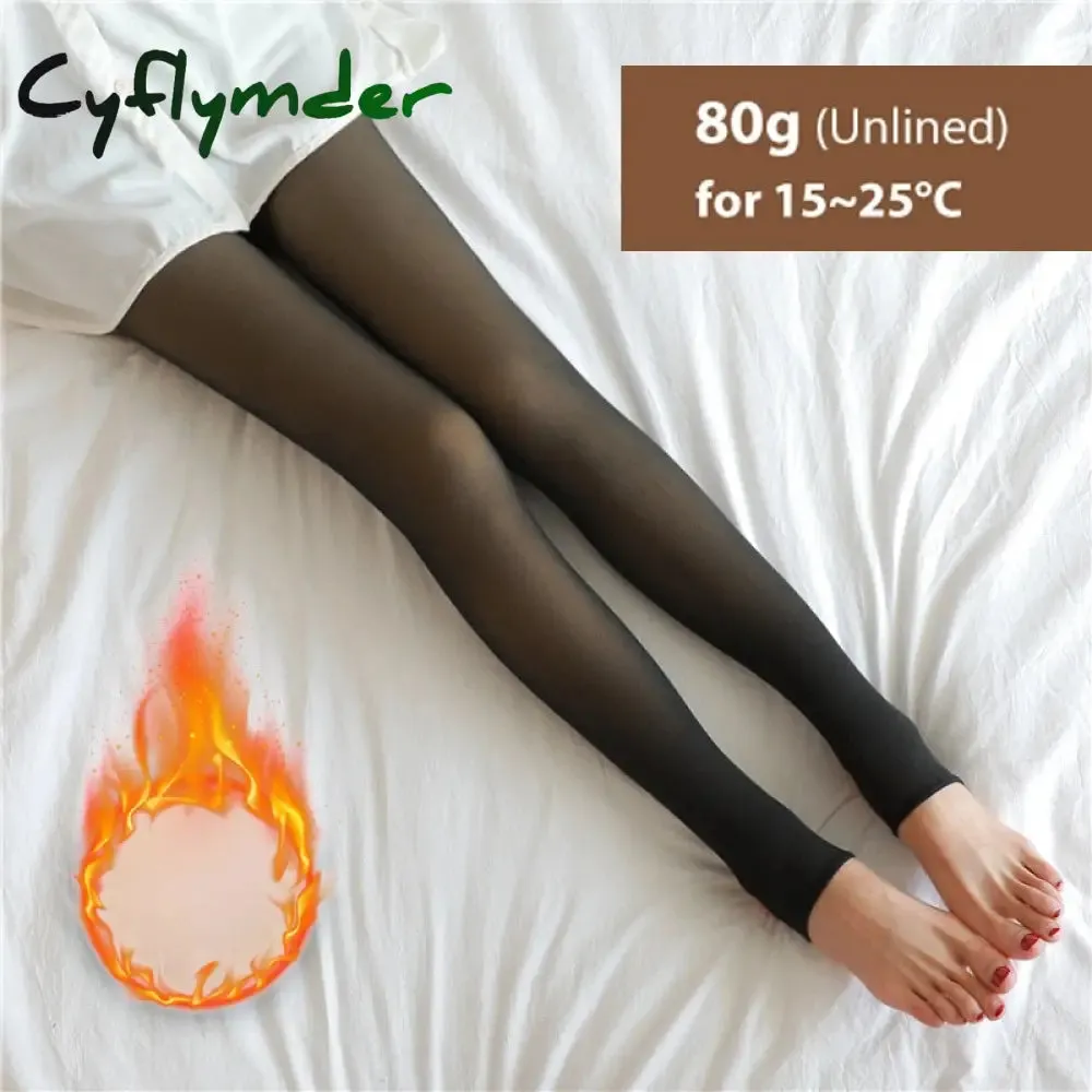 Cyflymder Winter Warm Tights Pantyhose Women Fleece Socks High Waist Thermal Stocking Insulated Pants Fake Translucent Leggings Tights