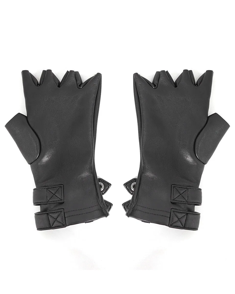Devil Fashion Mens Gothic Punk Studded Fingerless Gloves