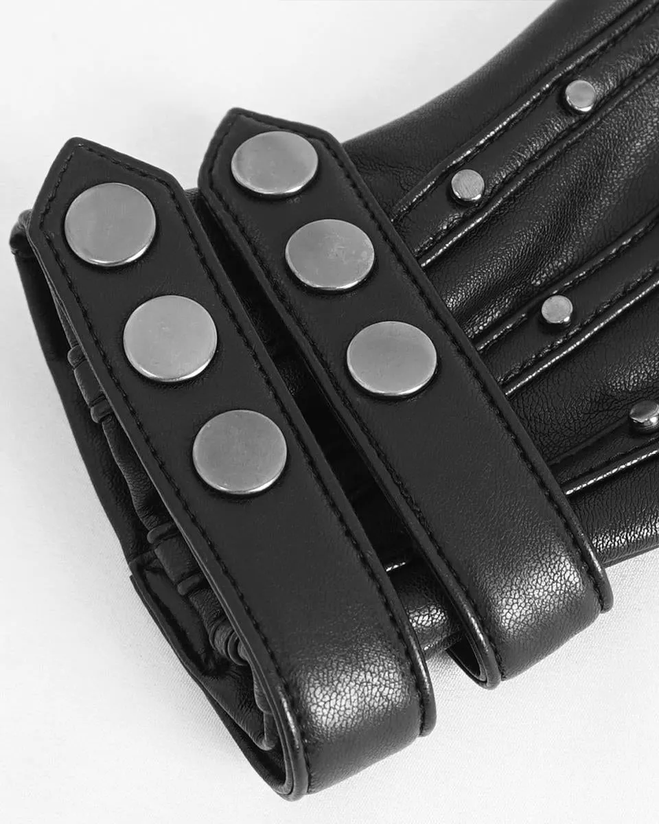 Devil Fashion Mens Gothic Punk Studded Fingerless Gloves