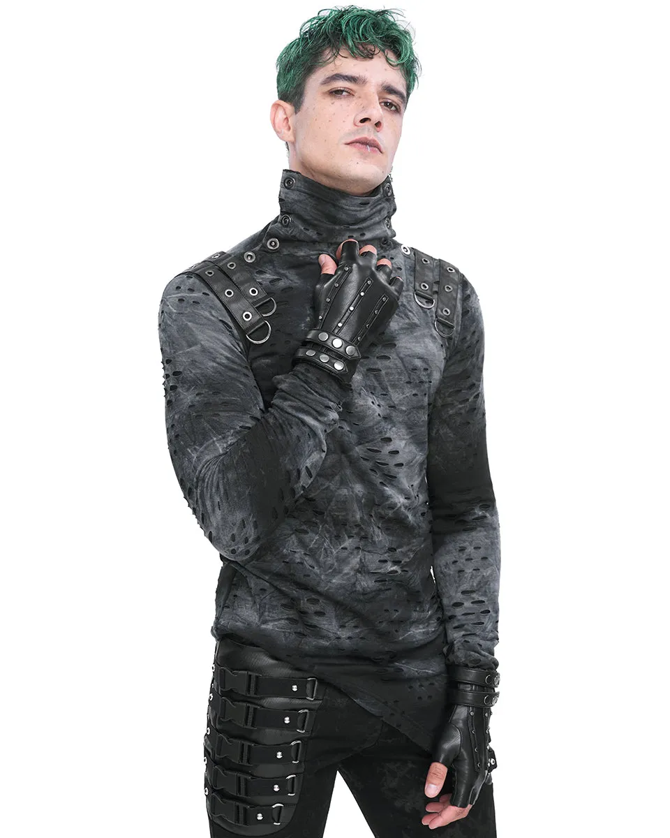 Devil Fashion Mens Gothic Punk Studded Fingerless Gloves