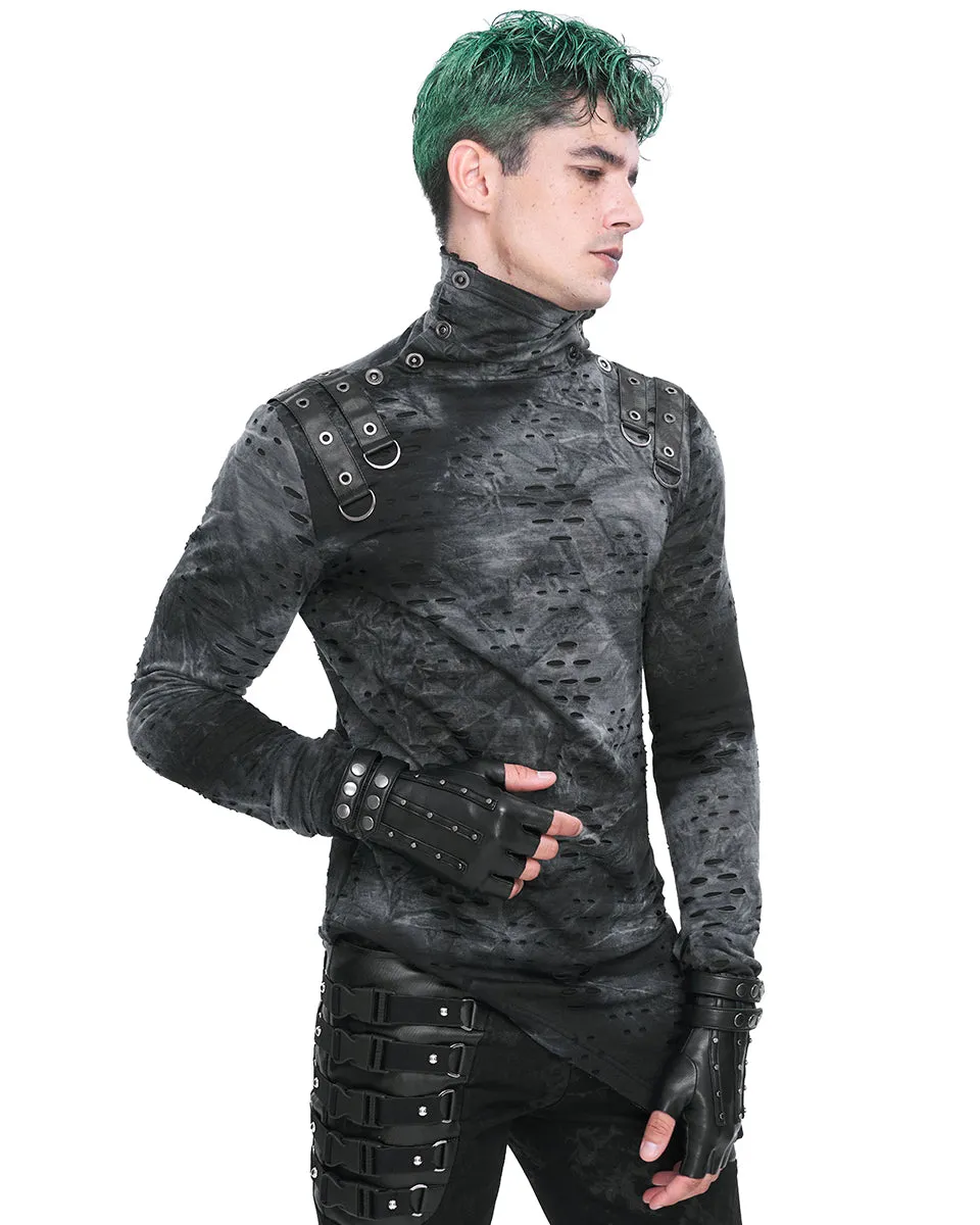 Devil Fashion Mens Gothic Punk Studded Fingerless Gloves
