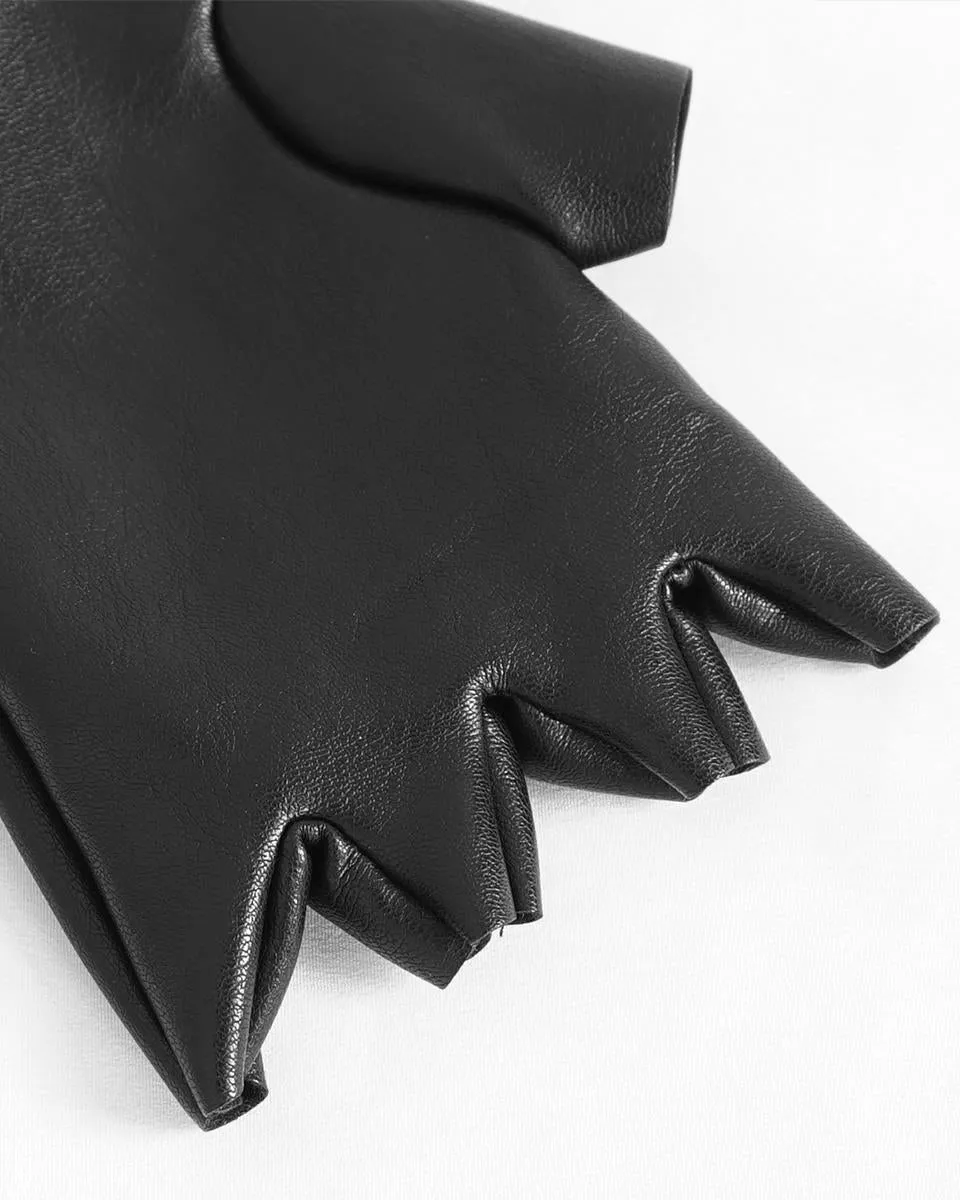 Devil Fashion Mens Gothic Punk Studded Fingerless Gloves