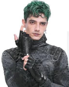 Devil Fashion Mens Gothic Punk Studded Fingerless Gloves