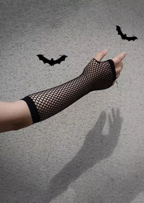 Halloween Fishnet Hollow Out Fingerless Gloves