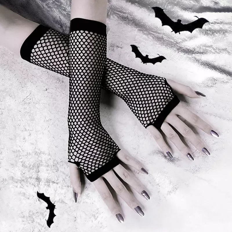 Halloween Fishnet Hollow Out Fingerless Gloves