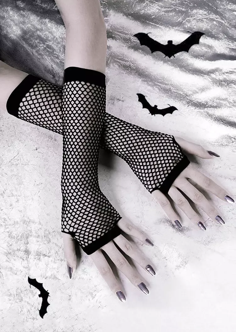 Halloween Fishnet Hollow Out Fingerless Gloves