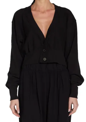 Les Tien - Diana Crop Cardigan in Jet Black