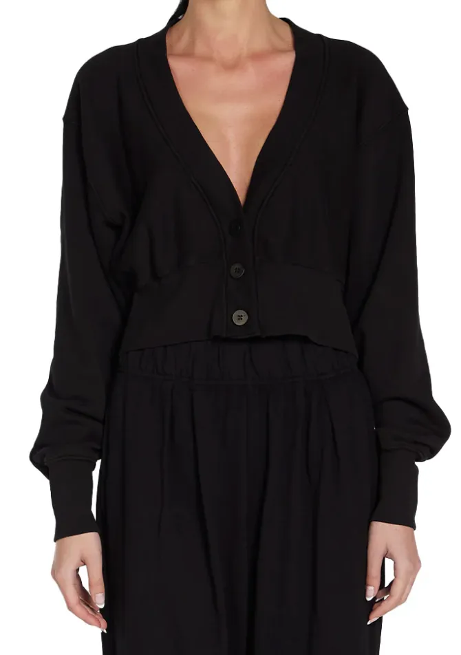 Les Tien - Diana Crop Cardigan in Jet Black
