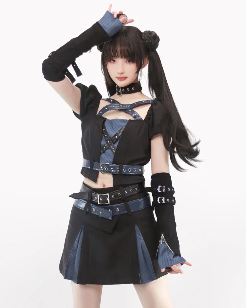 Mechanical Girl Leather Jacket Tank Skirt Set (Sold Separately)
