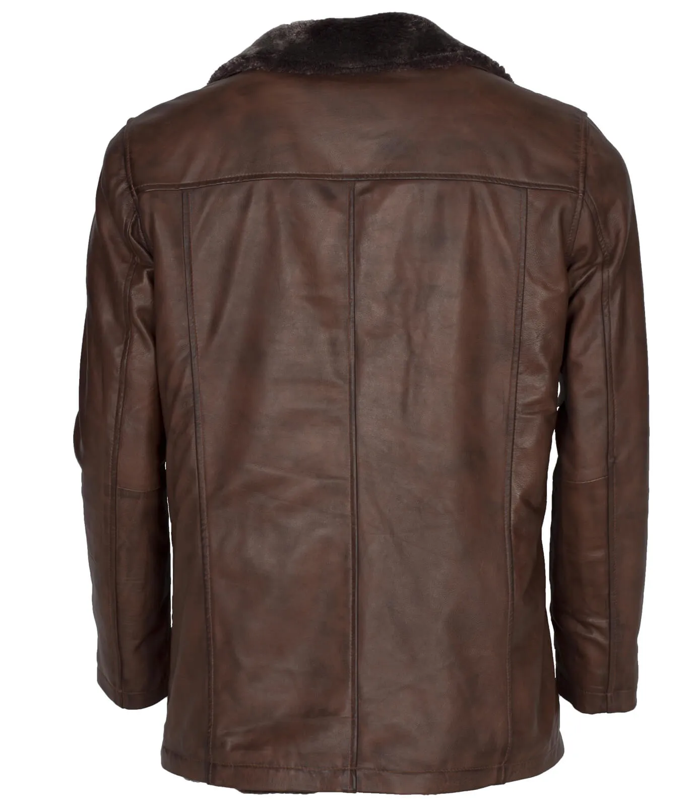 Men's Dark Brown Shearling Leather Coat with Fur Lining