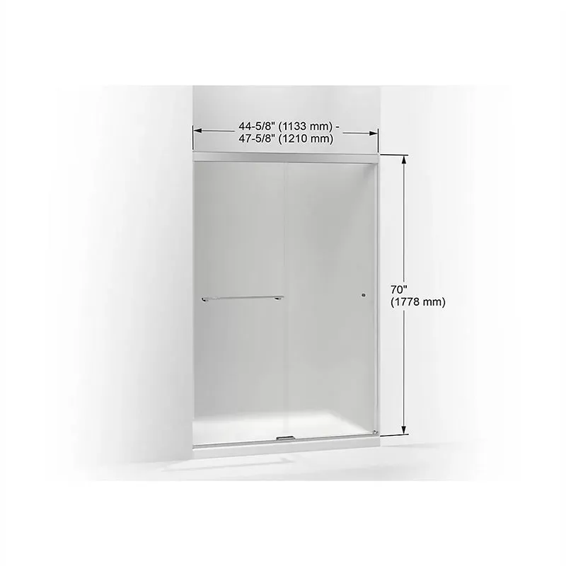 Revel 70" x 47.63" Frosted Glass Sliding Shower Door in Anodized Brushed Nickel