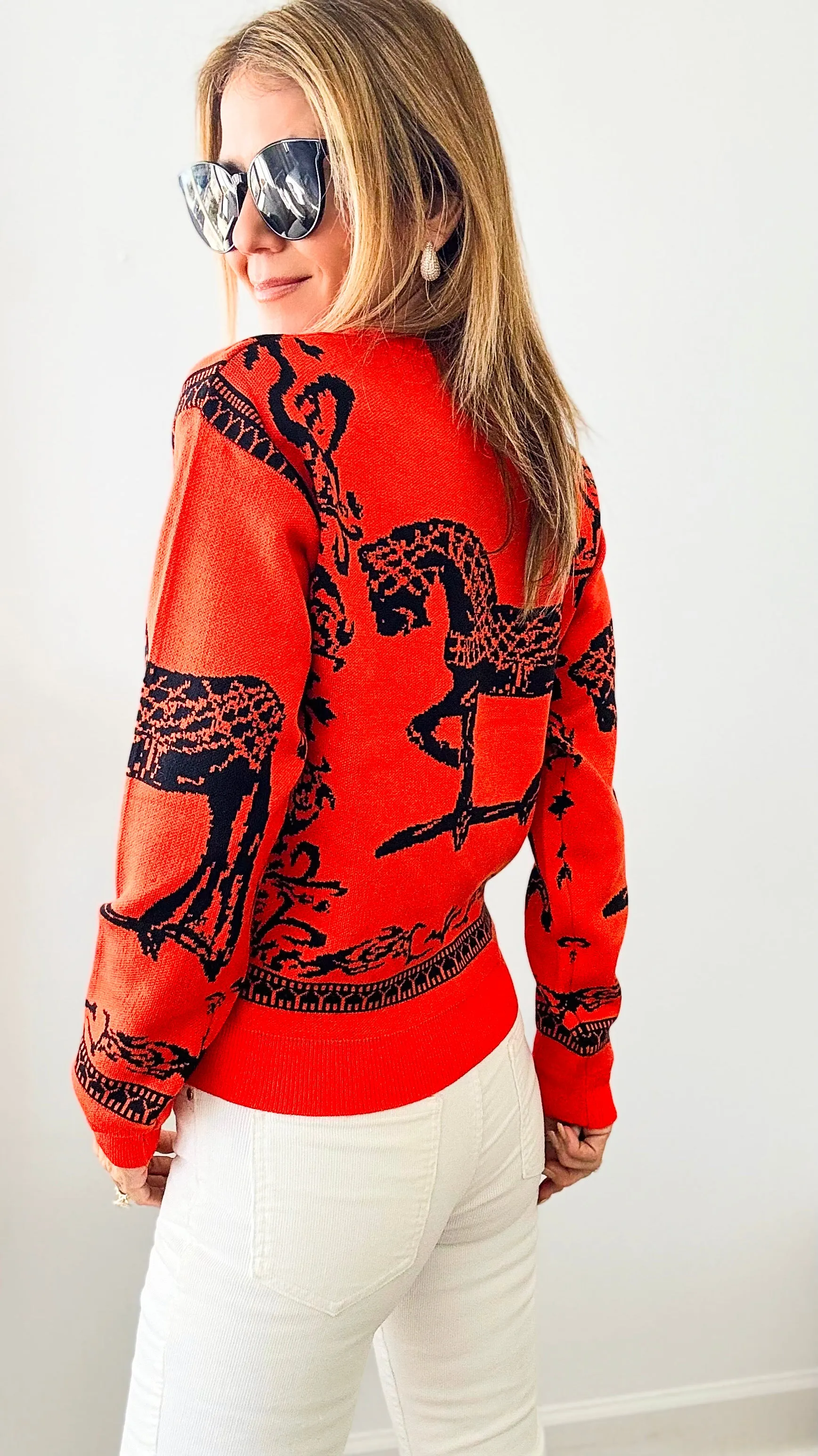 Rich in Orange Equestrian Iridescent Horsebit Sweater