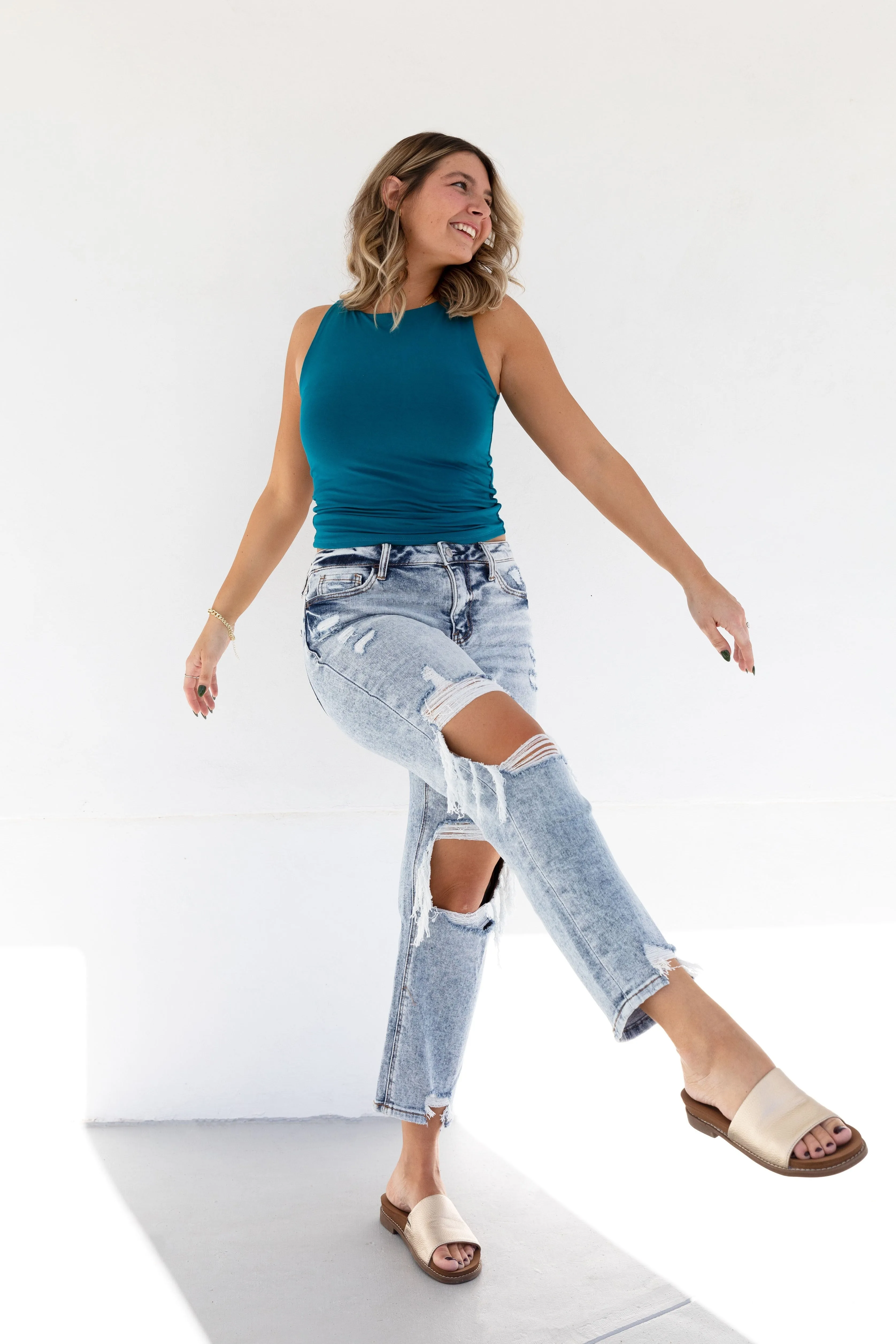The Tegan from Lovervet:  High-Rise Cropped Straight Leg Denim