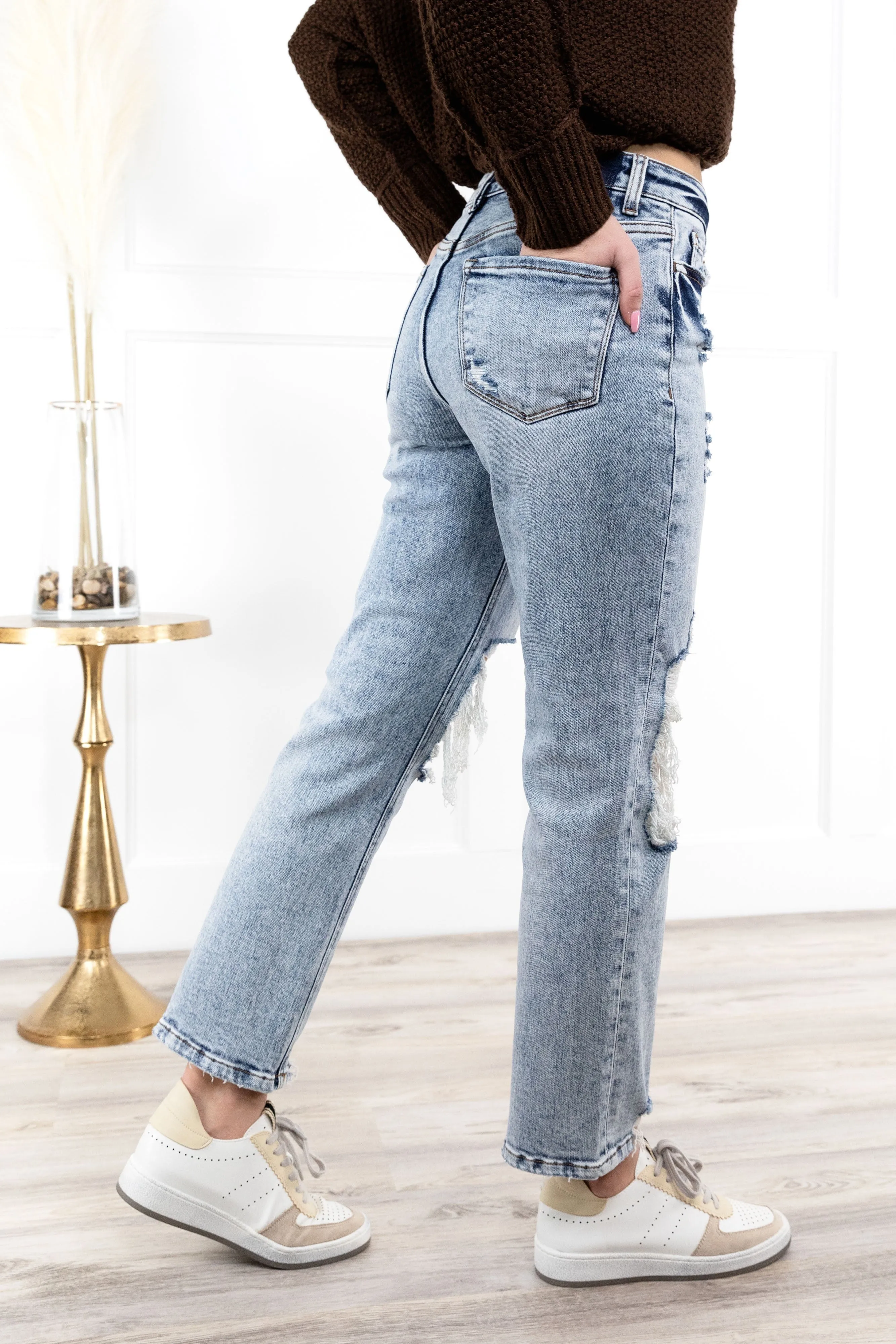 The Tegan from Lovervet:  High-Rise Cropped Straight Leg Denim