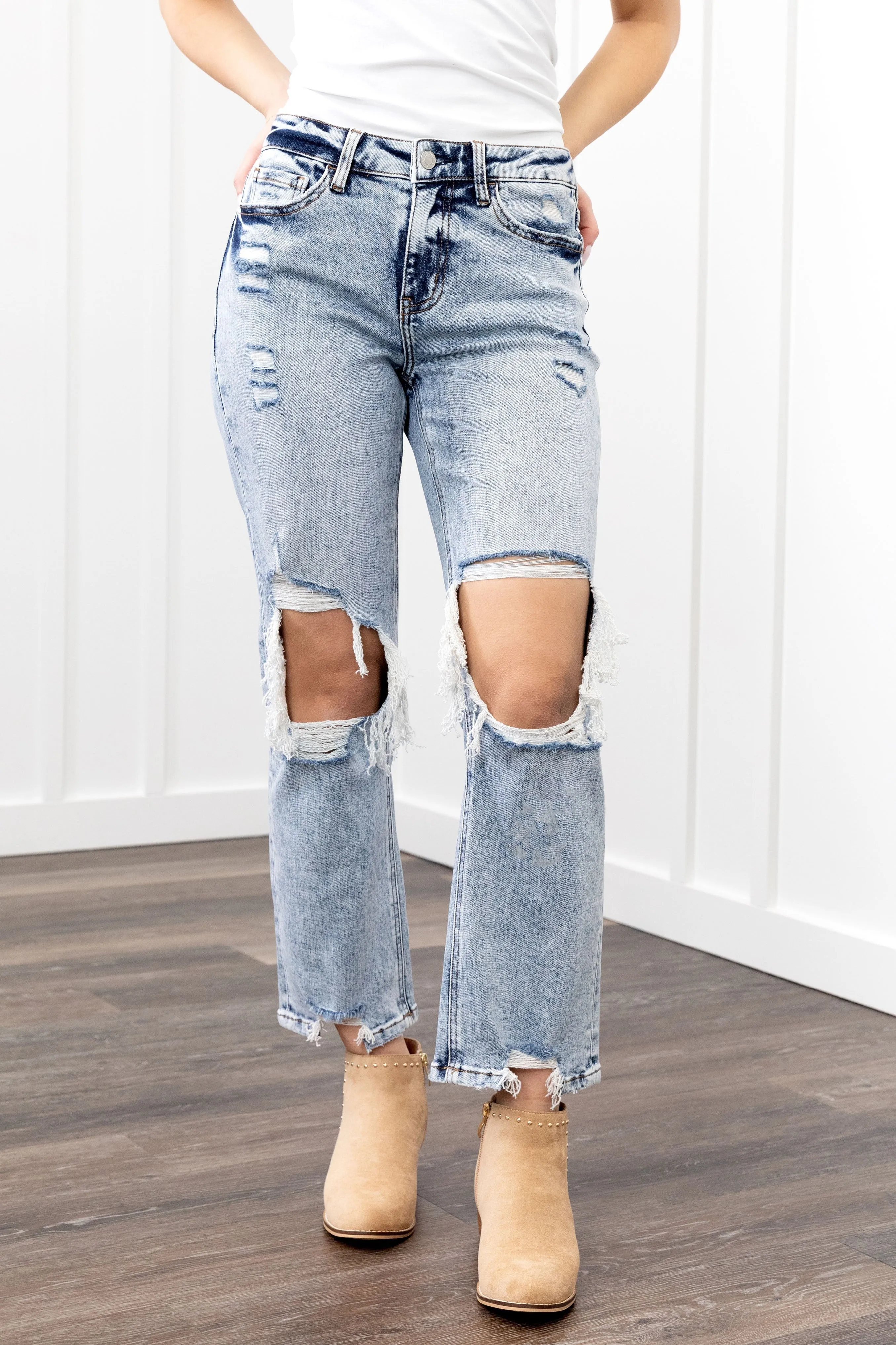 The Tegan from Lovervet:  High-Rise Cropped Straight Leg Denim
