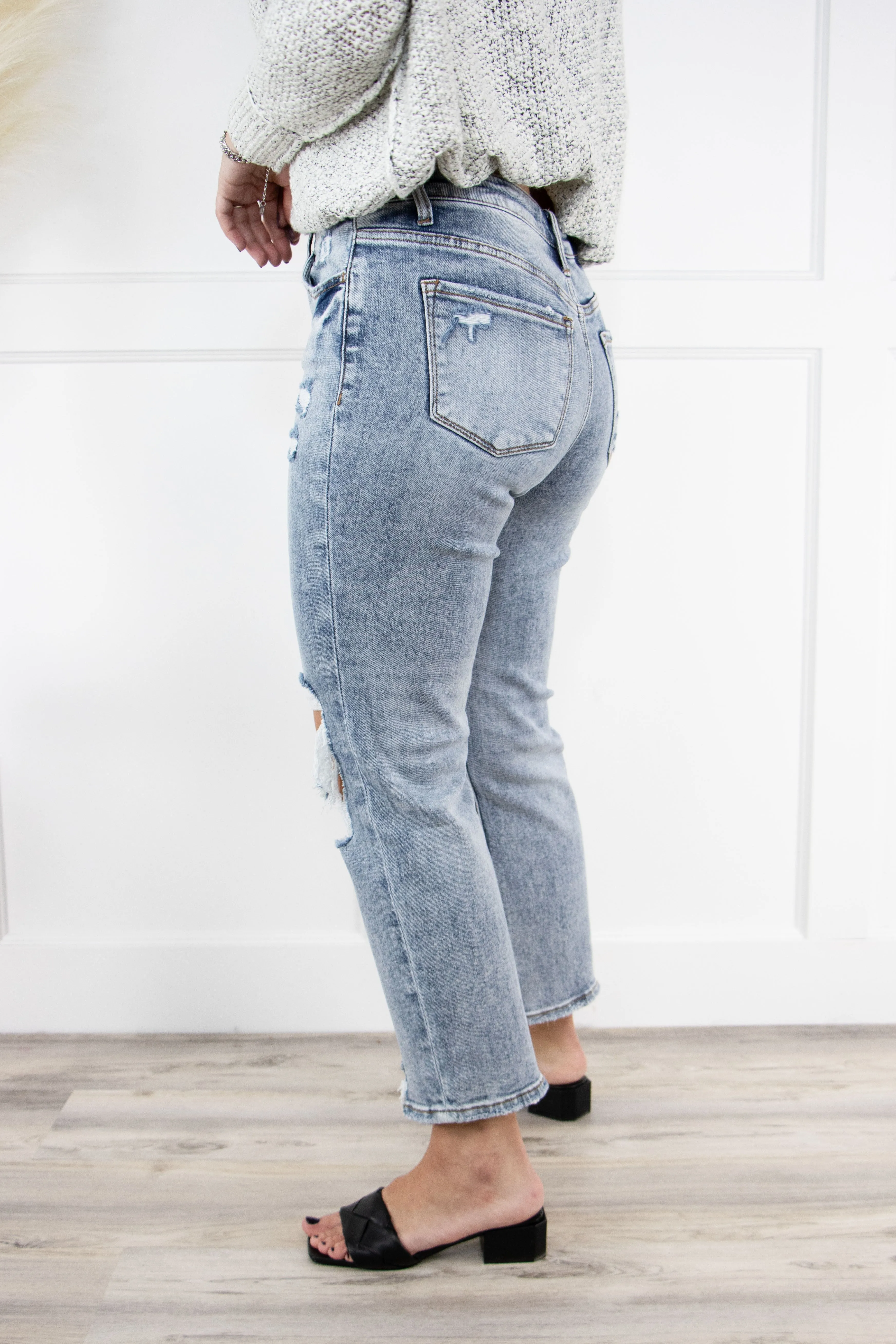 The Tegan from Lovervet:  High-Rise Cropped Straight Leg Denim