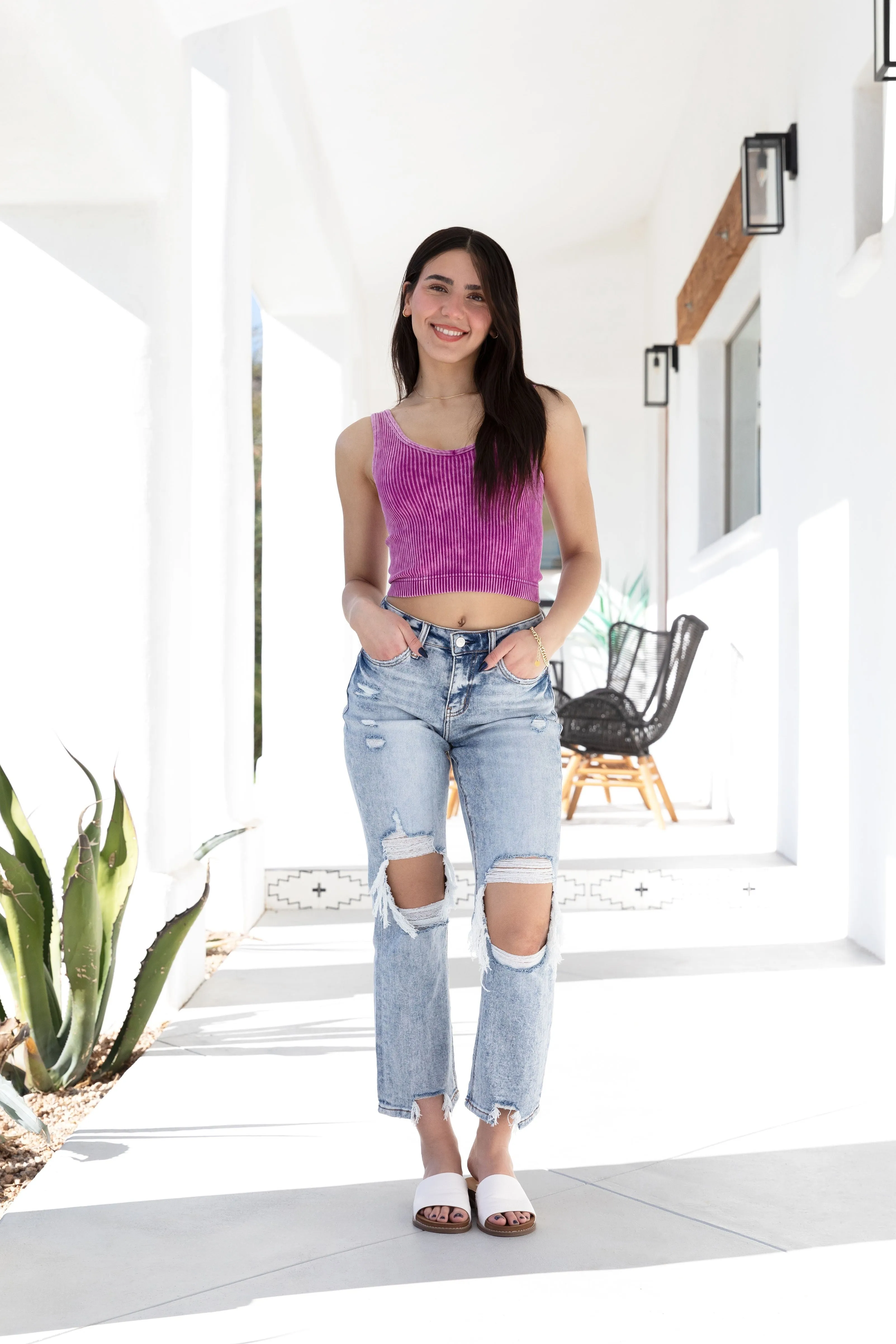 The Tegan from Lovervet:  High-Rise Cropped Straight Leg Denim