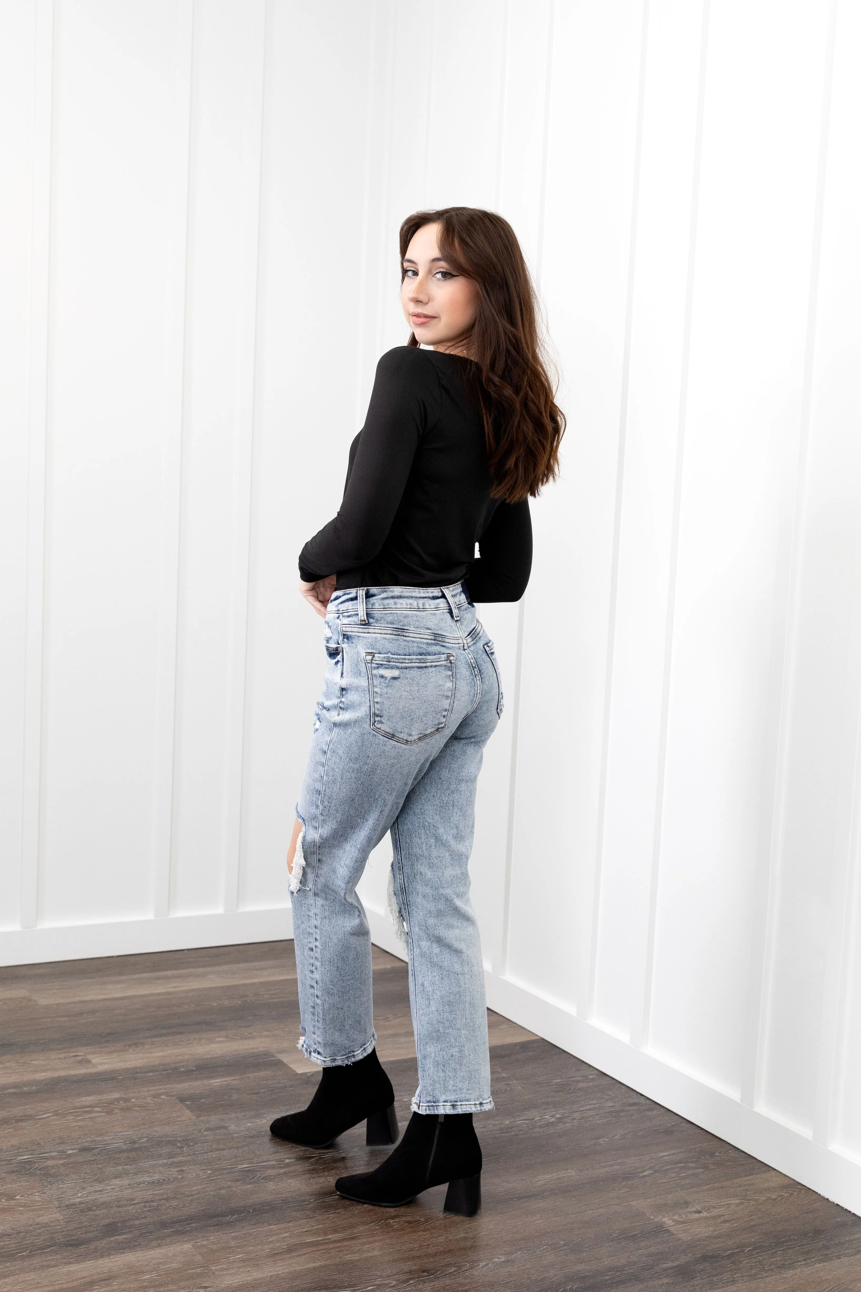 The Tegan from Lovervet:  High-Rise Cropped Straight Leg Denim