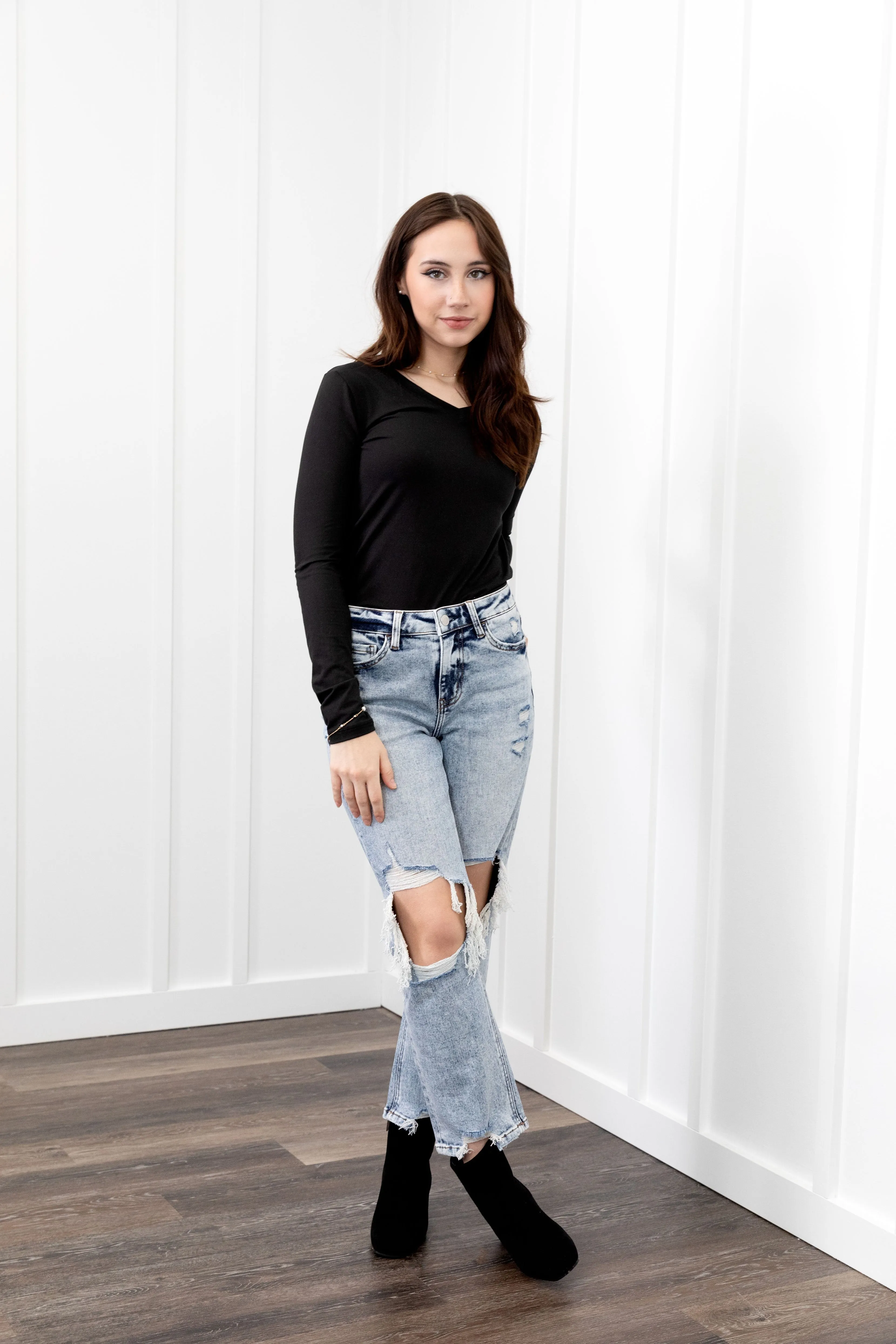 The Tegan from Lovervet:  High-Rise Cropped Straight Leg Denim