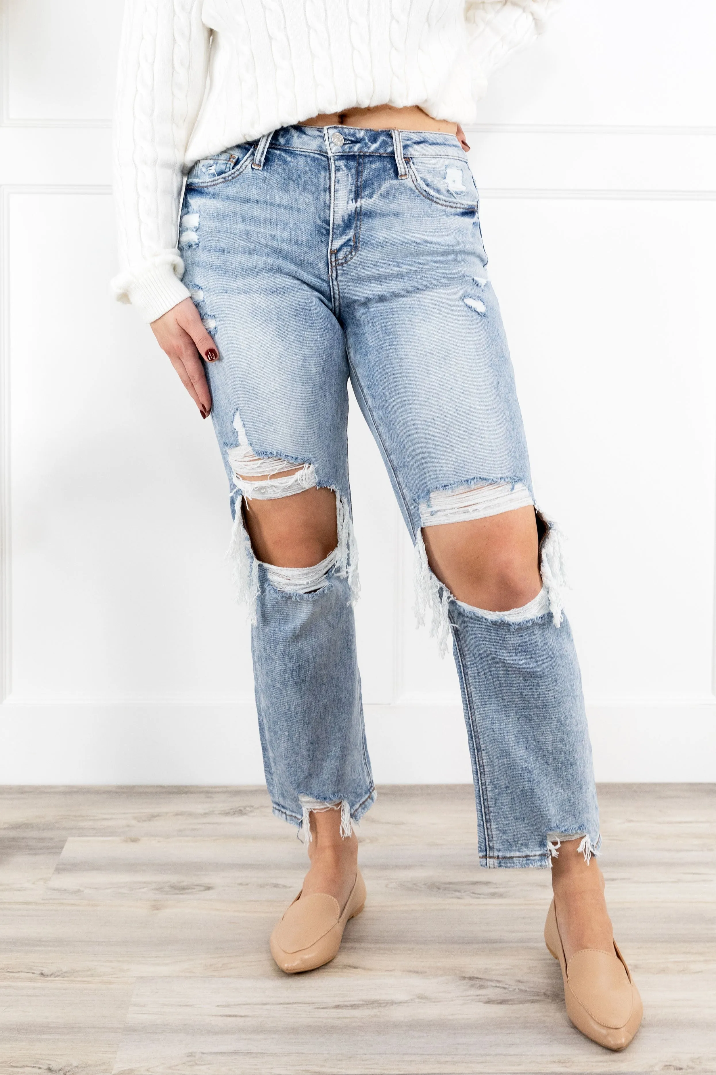 The Tegan from Lovervet:  High-Rise Cropped Straight Leg Denim