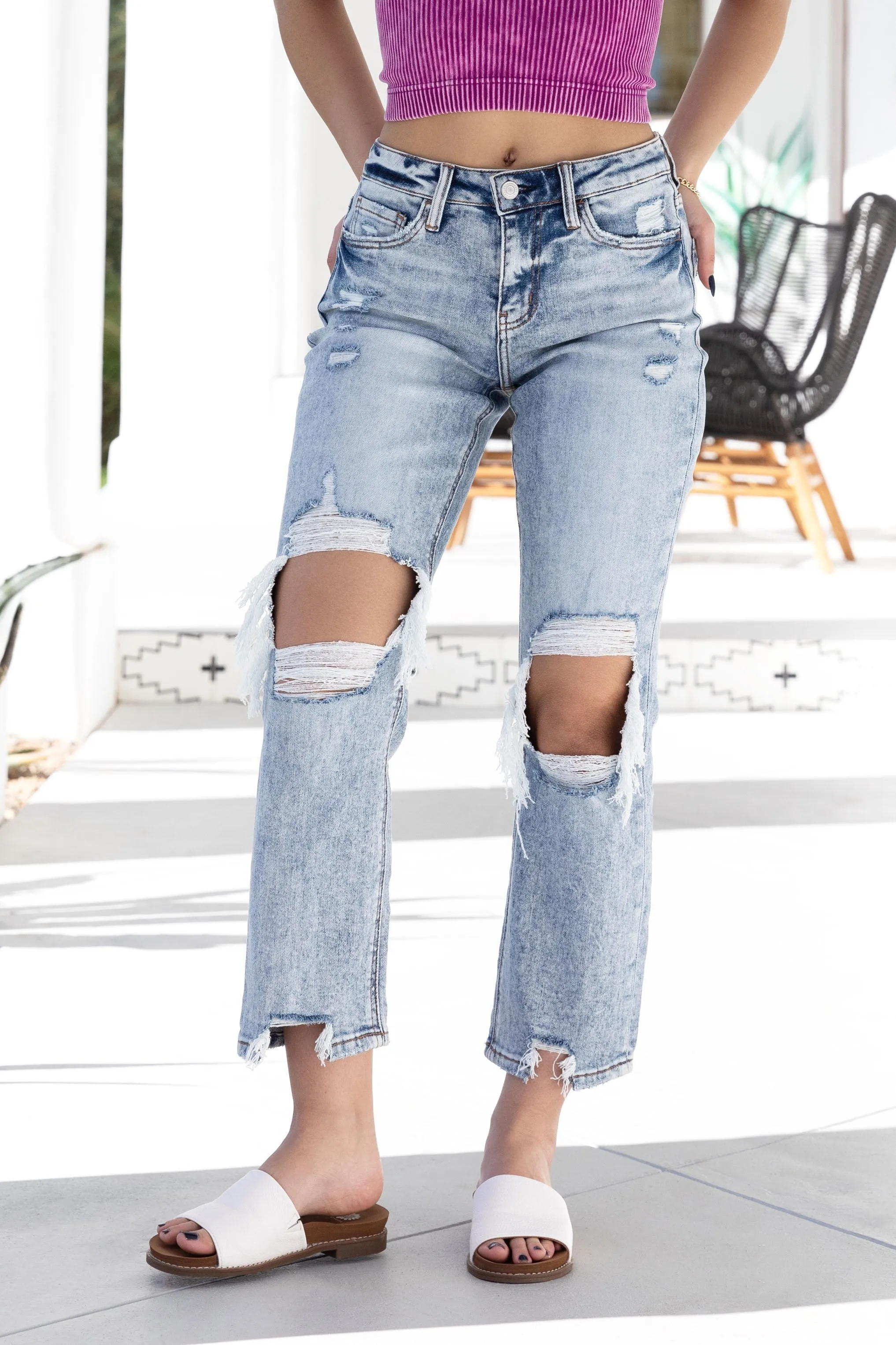 The Tegan from Lovervet:  High-Rise Cropped Straight Leg Denim