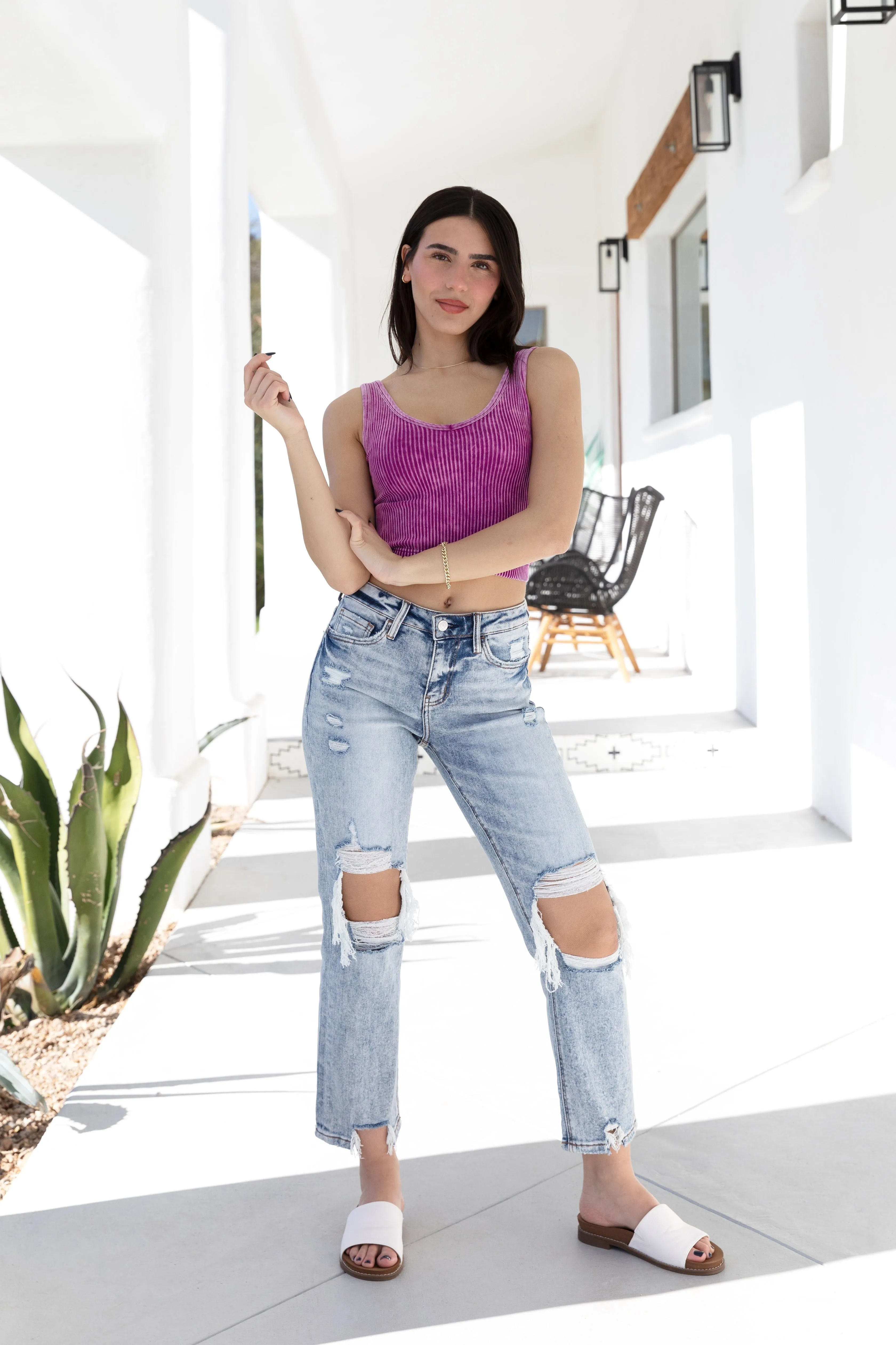 The Tegan from Lovervet:  High-Rise Cropped Straight Leg Denim