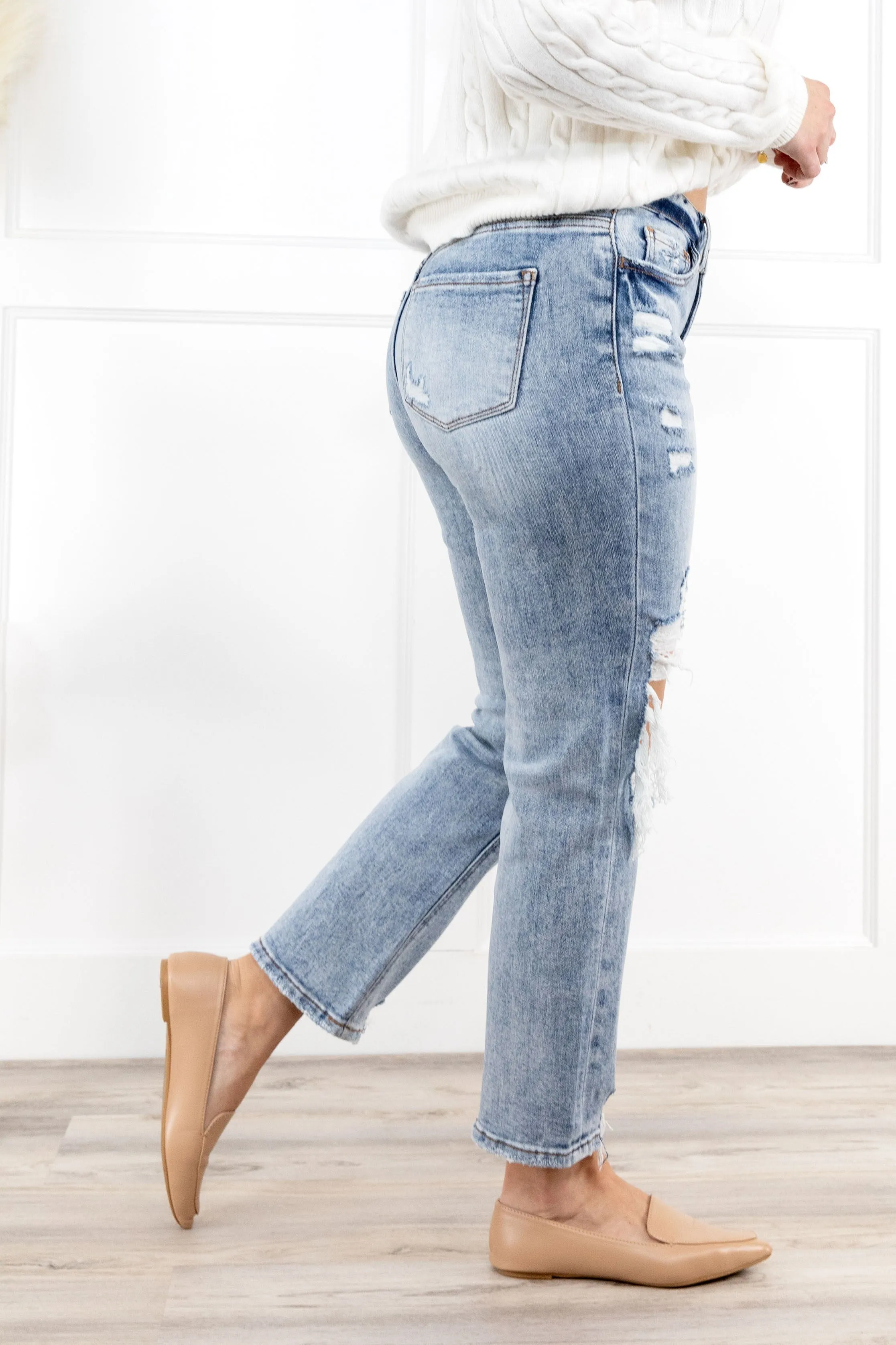 The Tegan from Lovervet:  High-Rise Cropped Straight Leg Denim