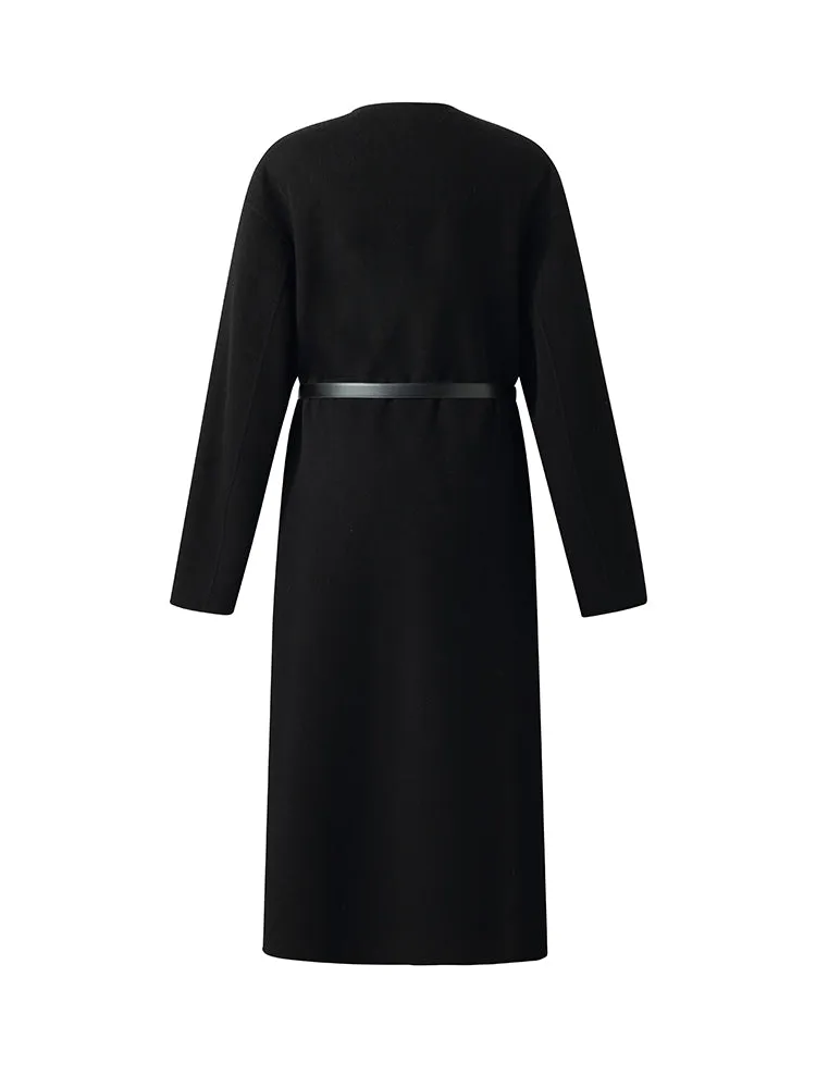 Wool Cashmere Women Overcoat With Belt