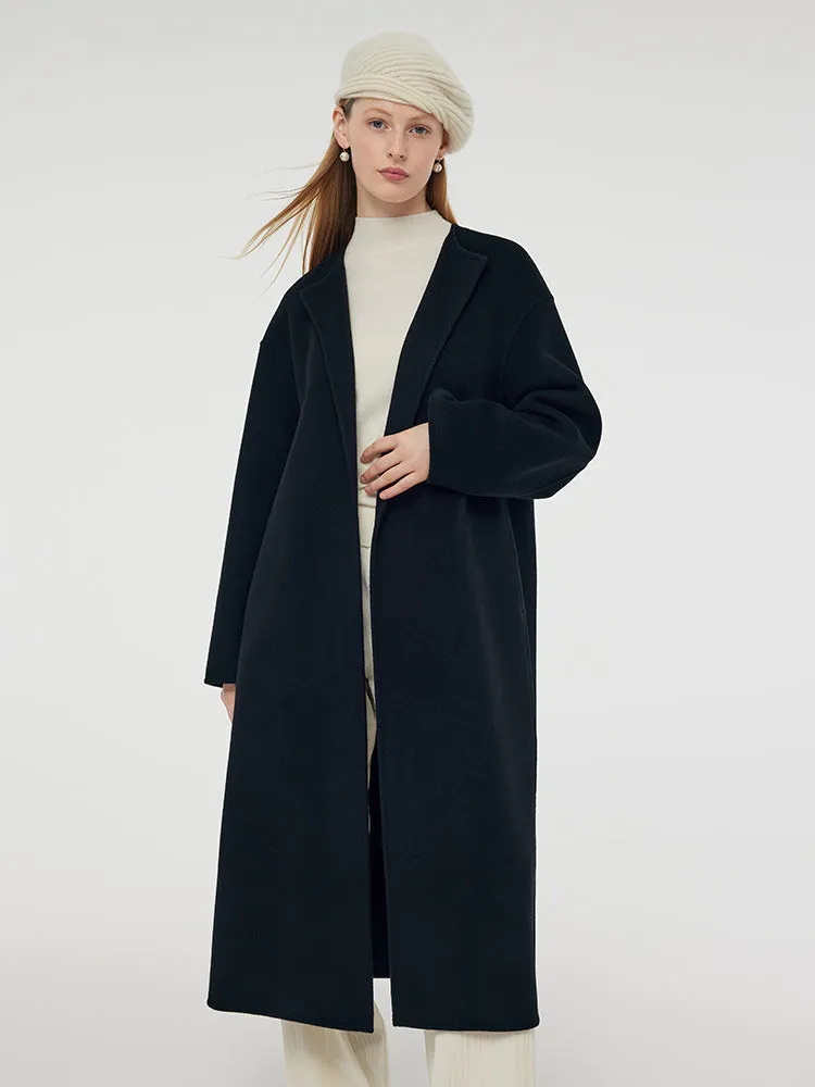 Wool Cashmere Women Overcoat With Belt
