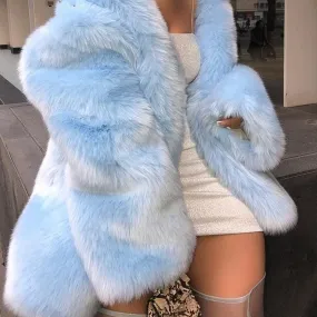 xakxx Luxury Faux Fur Coat For Women Oversize Loose O-Neck Jacket Winter Thicking Warm Street Clothing Girl Fashion Furry Fur Overcoat