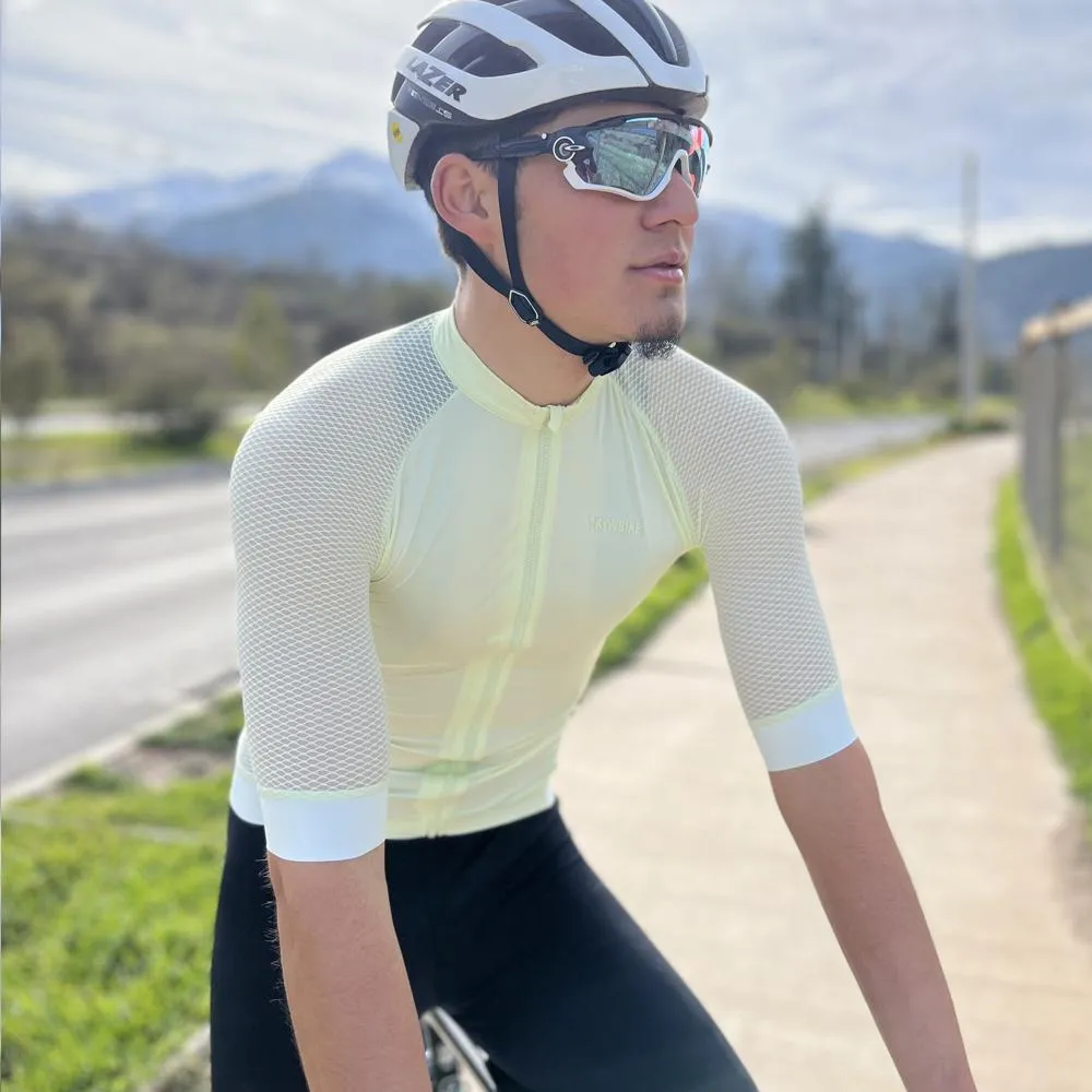 YKYW Men’s Cycling Jersey Set Back Full Mesh Design Quick Dry Ultralight Cycling Jersey and 5H Ride Bib Shorts 4 Perfect Combinations