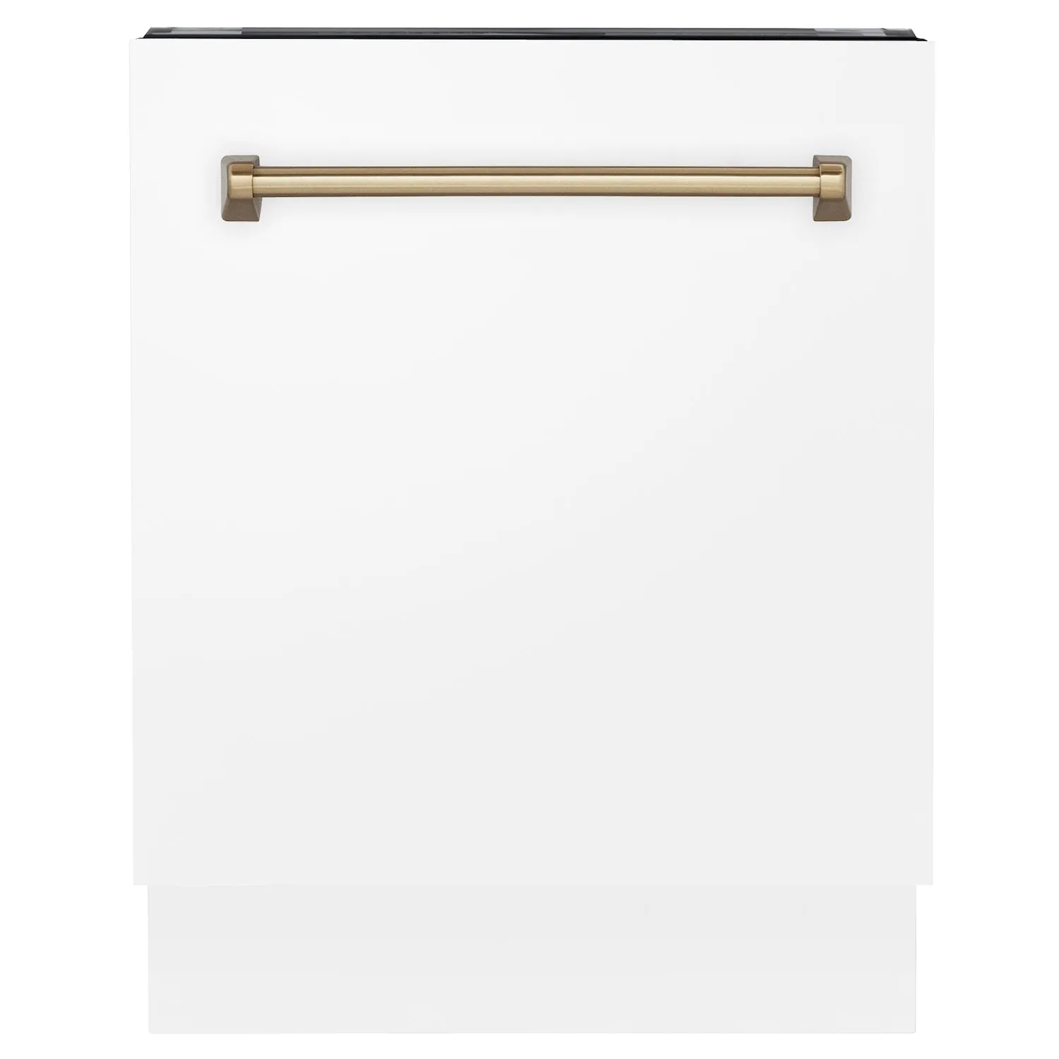 ZLINE Autograph Edition 24 in. 3rd Rack Top Control Tall Tub Dishwasher in White Matte with Champagne Bronze Accent Handle, 51dBa (DWVZ-WM-24-CB)